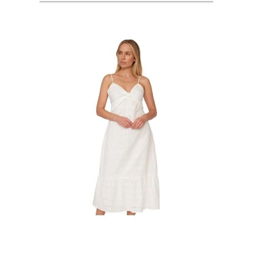 Flag & Anthem Women's Galatia Twist Front Eyelet Midi-Dress, White Large